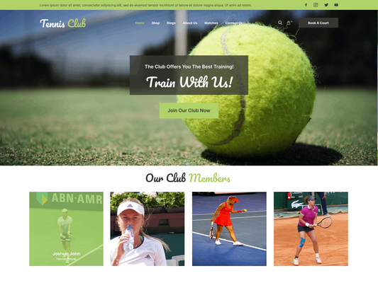 Free Tennis WordPress Theme